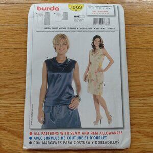 Cowl Neck Dress Blouse Sewing Pattern Size 8-20 UNCUT BURDA 7663 Casual Formal
